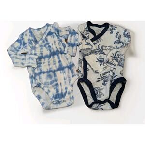 Honest Baby Size 3-6 Months 2pc Bundle Lot Bodysuit Side Snap Outfit Blue Crab